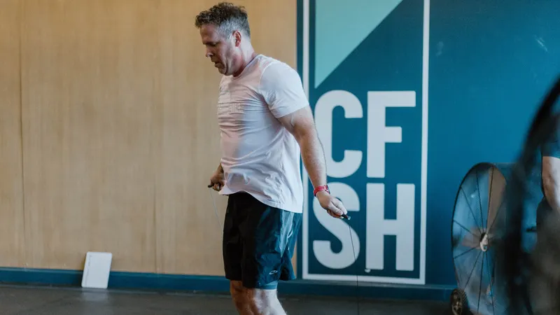 Member training solo with a jump rope during open gym at CrossFit Spring Hill